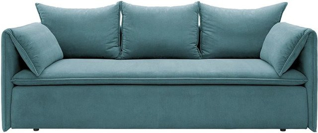 Vente-unique Schlafsofa Teodora in Türkisblau mit Cord-Bezug, Breite: 218 cm - Bild 1