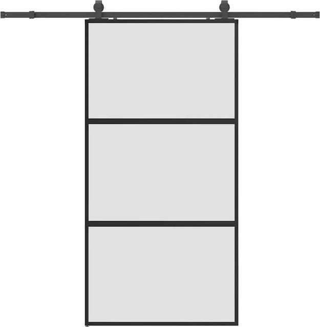 vidaXL Schiebetür aus Hartglas mit Beschlag in Schwarz, Breite: 102,5 cm, Höhe: 205 cm - Bild 1