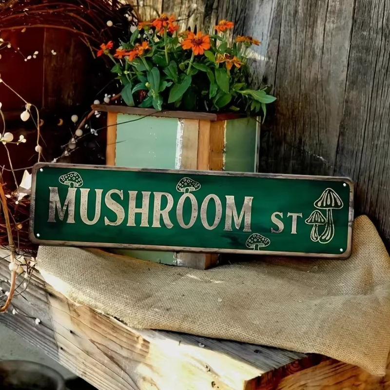 Vintage Pilz-Straßenschild aus Metall von CIFBUY als dekorative Eisen-Plakette im Antik-Stil - Bild 2