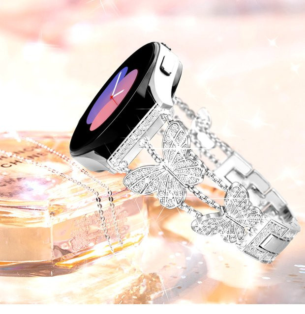 TINUORA Uhrenarmband Edelstahl, Diamant, Silber, Schmetterling, Unisex - Bild 1