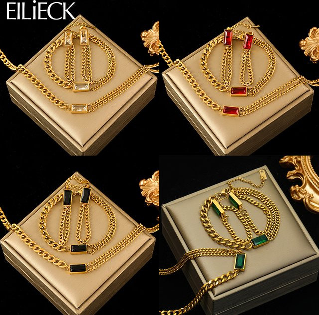 EILIECK Schmuck-Set Edelstahl, Zirkonia, Damen - Bild 1