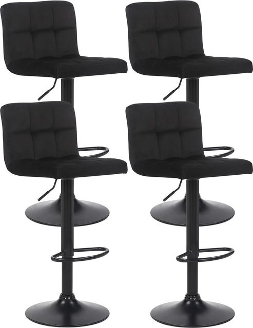 4er Set DELUKE Barhocker RIVAN aus Samt in Schwarz, drehbare Barstühle mit Lehne und Metallgestell, B/T/H: 40 x 40 x 85 cm - Bild 1