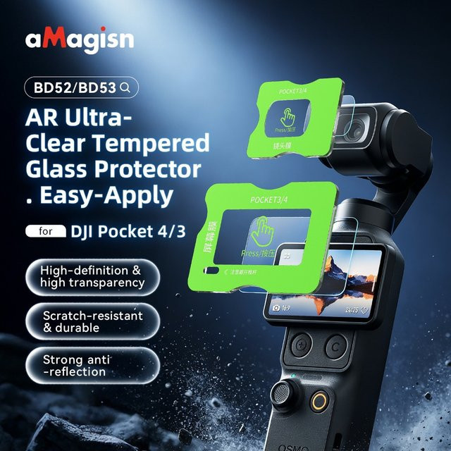 aMagisn AR Ultra-Clear Premium Panzerglas für DJI Osmo Pocket 4 und DJI Osmo Pocket 3, Transparenter Bildschirm- und Objektivschutz mit Blendschutz - Bild 1