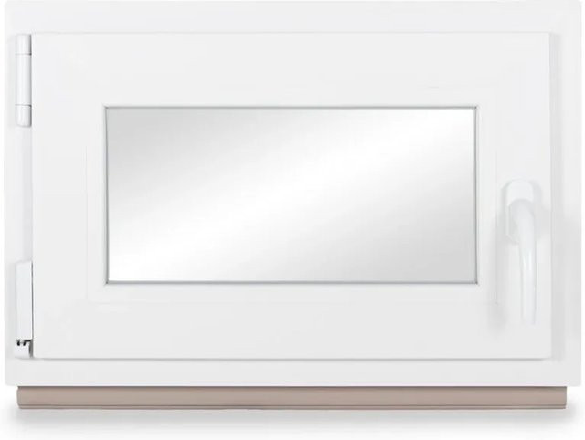 Neruli Kellerfenster Kunststoff Weiß Dreh-Kipp mit 3-fach Glas und grauer Dichtung B/H: 85 x 55 cm DIN Links - Bild 1