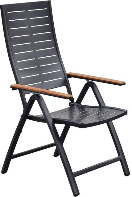 Merxx Klappstuhl Tinos aus Aluminium mit Armlehnen, verstellbar, Farbe: Graphit - Bild 1