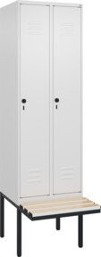 C+P Spind Classic PLUS Garderobenschrank mit Sitzbank, 2 Abteile, Farbe: Reinweiß, B/T/H: 212 x 60 x 81,5 cm - Bild 1
