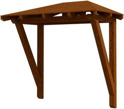 Skan Holz Haustür-Vordach Wismar 2 aus nordischer Fichte in Nussbaum braun, Breite: 258 cm, Tiefe: 126 cm - Bild 1