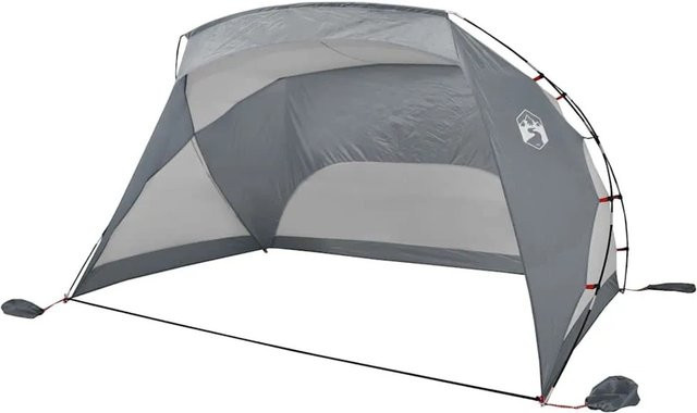 vidaXL Strandzelt Grau aus 185T Polyester mit Glasfaser, B/T/H: 274 x 178 x 170/148 cm - Bild 1
