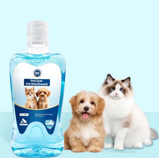PetClear Haustier-Mundreinigungswasser für Hunde und Katzen zur Zahnpflege und Zahnstein-Entfernung, Blau, 380ml - Bild 1