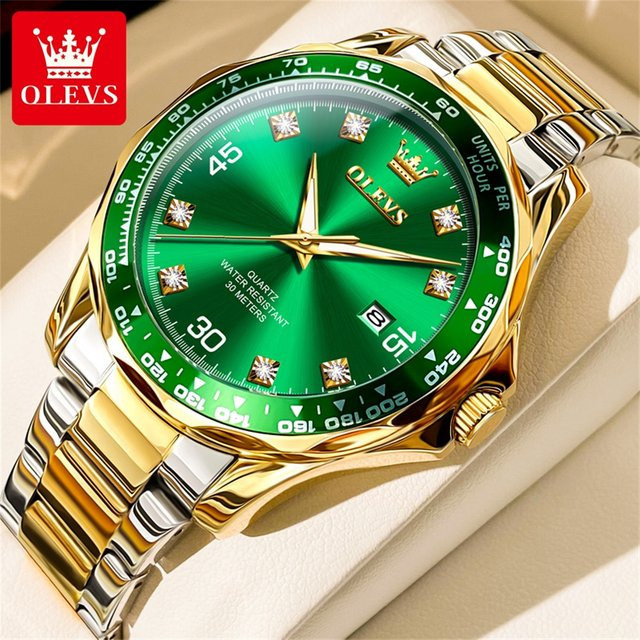 OLEVS Armbanduhr Quarz, Diamant, Zirkonia, Kautschuk, Herren - Bild 1