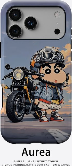 Robuste doppelschichtige Shin-chan & Motorrad Handyhülle mit Magnetfunktion für iPhone 17 16 15 14 13 Pro Max Plus, Multicolor - Bild 1