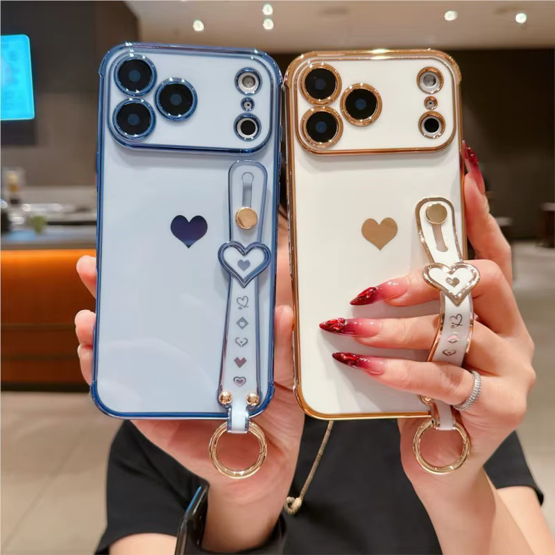 Herzförmige Handgelenkriemen-Hülle für iPhone 11 bis iPhone 17 Pro Max in Rot und Multicolour – Premium Fashion Case - Bild 3