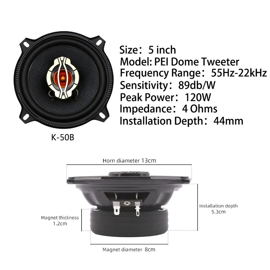 KUERL Auto-Koaxiallautsprecher Full Range Stereo Musik Lautsprecher Set, Farbe: Schwarz - Bild 2