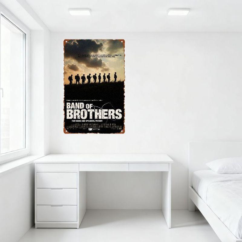 Band of Brothers Vintage Blechschild mit WWII Soldaten Silhouette von ZX ART, Wandplakette aus Metall, B: 40 cm, H: 30 cm - Bild 2