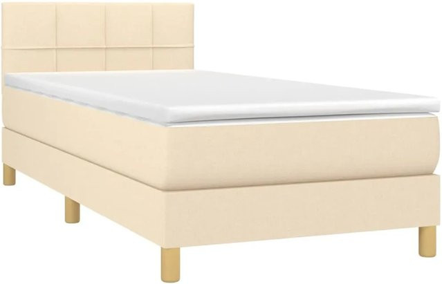 vidaXL Hybrid-Boxspringbett mit Matratze und LED-Unterbettbeleuchtung in Beige, B/T/H: 90 x 190 x 78 cm - Bild 1