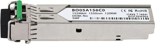 BlueOptics SFP Transceiver Kompatibel mit Korenix SFP100SM100 BlueOptics BO05A156C0D, LC-Duplex, 100BASE-ZX, Singlemode Fiber, 1550nm, 120KM, DDM, Farbe: Silber - Bild 1