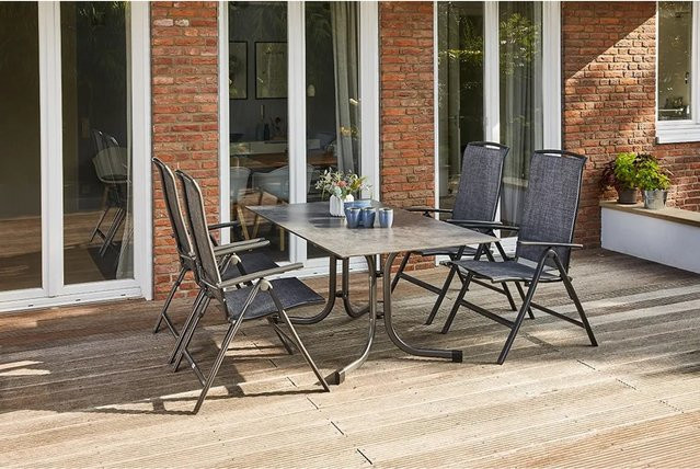 Siena Garden Dining-Set Livorno 5-teilig in Anthrazit mit Klapptisch und 4 Klappsesseln aus Aluminium und HPL - Bild 1