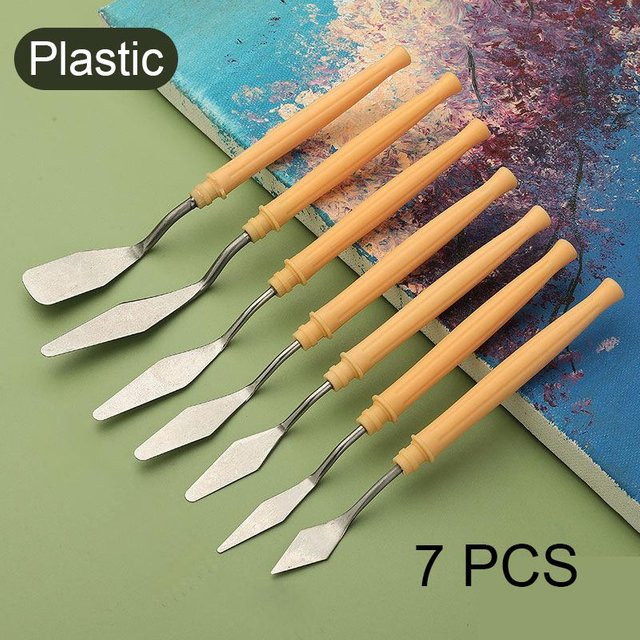 Happypilot 7er Set Edelstahl Spachtel und Teigschaber in Gelb für Backen und Küche - Bild 1