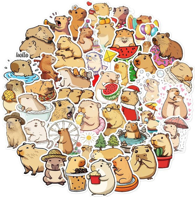 50 Capybara Aufkleber Wasserdicht Dekorative Aufkleber Multicolor - Bild 1