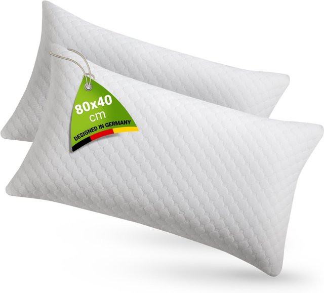 Juskys 2er Set Kopfkissen mit Memory-Foam Füllung, Weiß, B/H: 40 x 80 cm - Bild 1