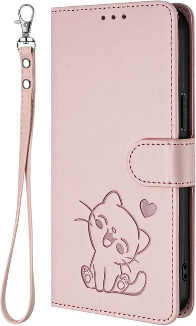 Leder Klapphülle mit Visitenkartenetui für Ulefone Note 16 Pro in Rosa - Bild 1