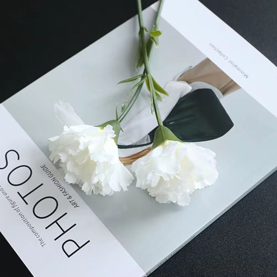 Künstliche Nelke aus Seide in Weiß von smr für Tischdekoration, Hochzeit und Valentinstag - Bild 2