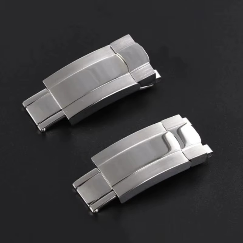 Faltschließe Edelstahl, Silber, 16 x 9 mm - Bild 2