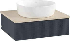 V&B Waschtischunterschrank Antao mit Frontstruktur in Mattblau, B/T/H: 60 x 50 x 19 cm - Bild 1
