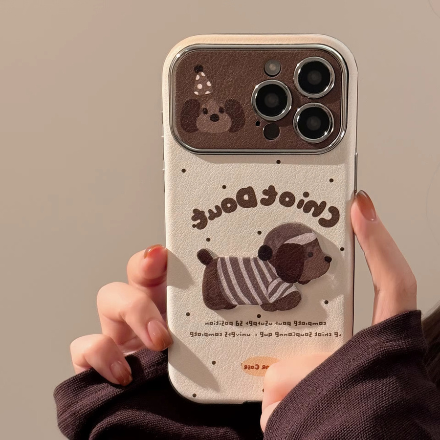 MUQGEW Handyhülle mit Cartoon-Welpen-Design in Lederoptik für iPhone 11 bis iPhone 16 Pro Max, stoßfest, Mehrfarbig - Bild 3