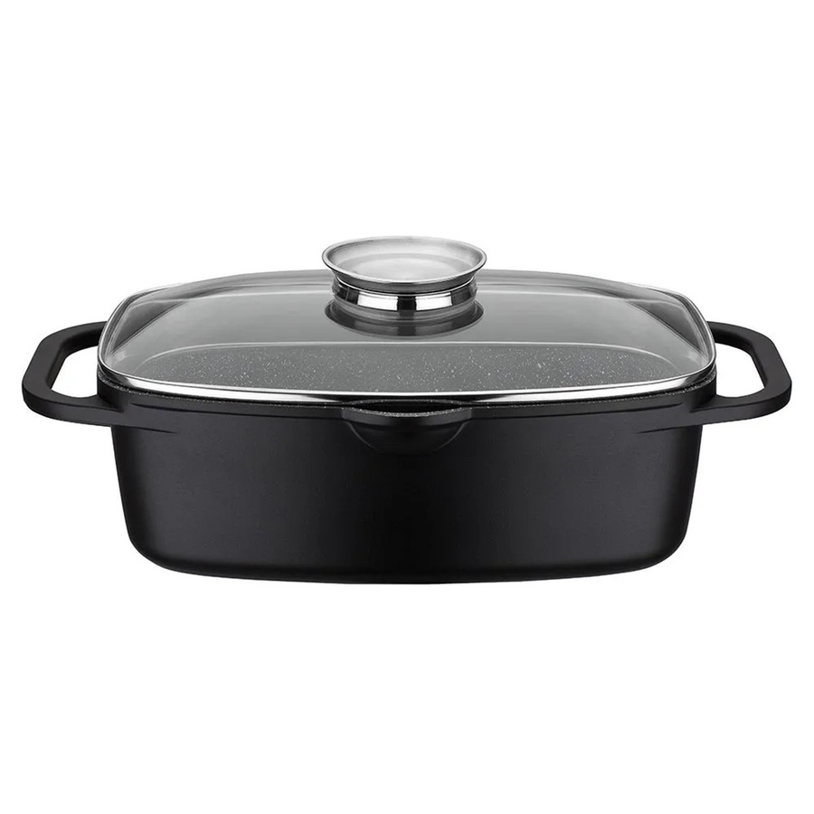 GSW Universalbräter Gourmet Granit mit Deckel, Schwarz, B/T: 33 x 21 cm - Bild 2