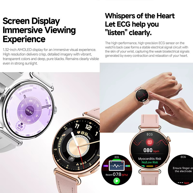 Yaocx Smartwatch für Damen in Silber mit Herzfrequenz-, Blutdruck- und Blutsauerstoffüberwachung, Schlaftracking und Bluetooth-Anruffunktion - Bild 4
