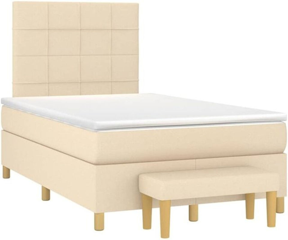 vidaxl Boxspringbett mit Matratze aus Stoff in Beige, B/T/H: 120 x 190 cm - Bild 1