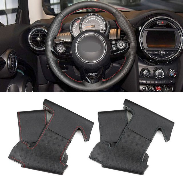 FOXSN Lenkrad Abdeckung aus Leder in Schwarz für MINI Cooper F54 F55 F56 F57 F60 R50 R52 R53 R55 R56 R57 R58 R59 R60 R61 Modelle 17-18 High-Version - Bild 1
