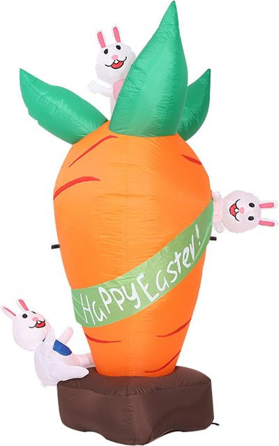 Ammoon Aufblasbare Karotte mit Hase als beleuchtete Osterdekoration in Orange - Bild 1