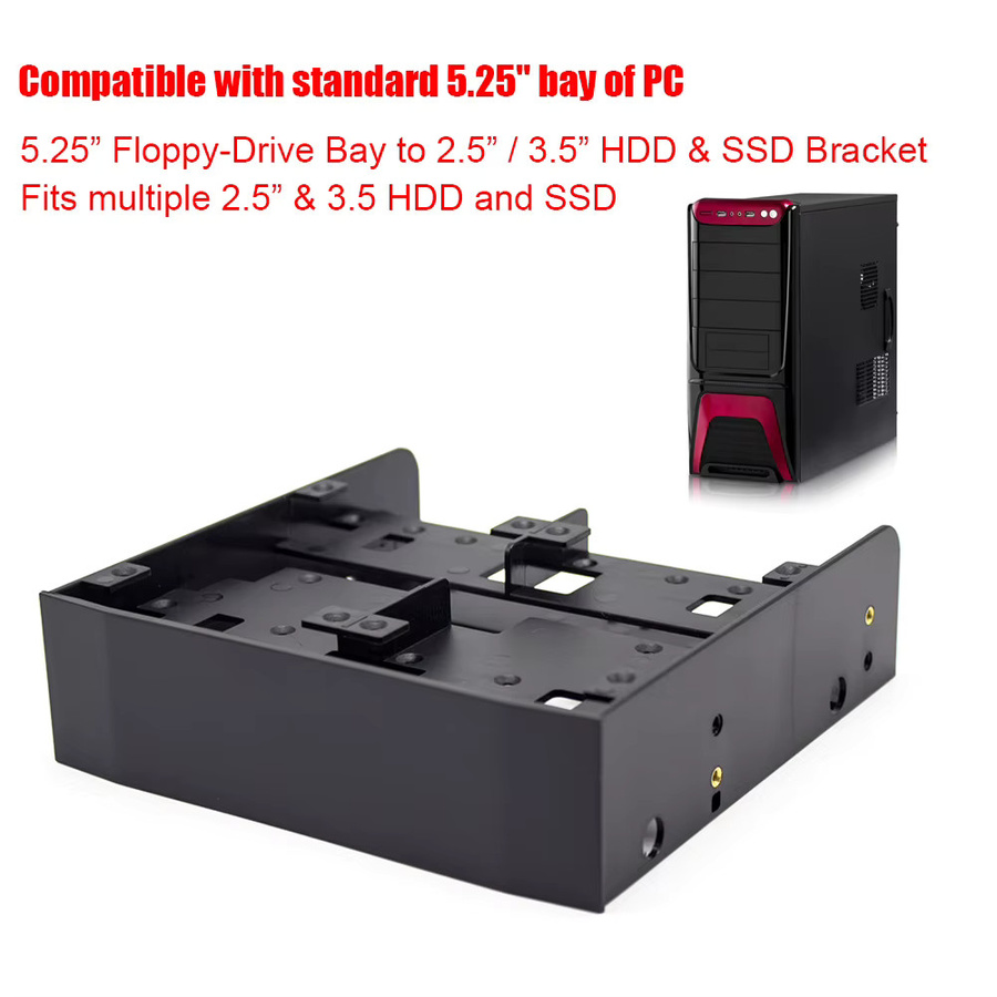 OImaster Festplattenhalterung für 2,5 Zoll HDD und SSD auf 5,25 Zoll Diskettenlaufwerkschacht, Schwarz - Bild 3