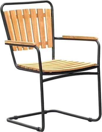 Garden Pleasure Gartensessel Covina 4er Set aus Stahl mit Armlehnen in Braun-Schwarz