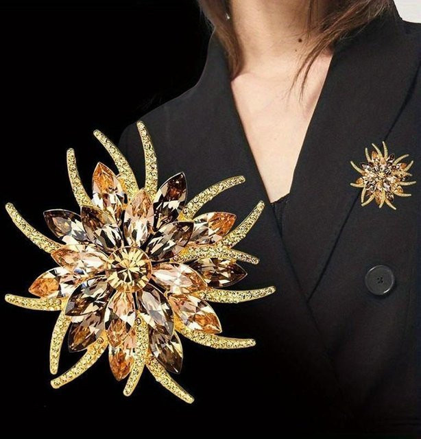 Lucky Star Jewelry Blumenbrosche, Kristall, Sonnenblumen, beige, Damen - Bild 1