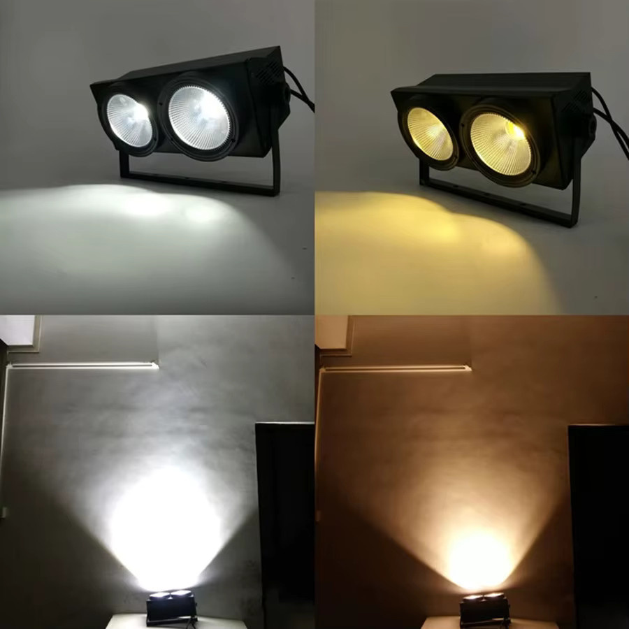 DJ AiK 2in1 COB LED Blinder 200W mit Warmweiß und Kaltweiß, DMX Bühnenlicht für DJ und Event, Schwarz - Bild 3