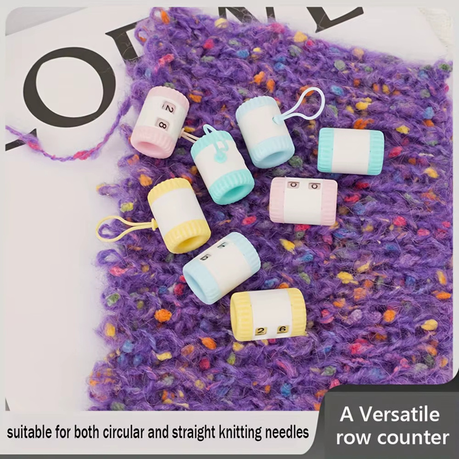 Strickzähler aus Kunststoff mit Lanyard als Stichmarker für Strick- und Nähzubehör in Gelb und Multicolour - Bild 4