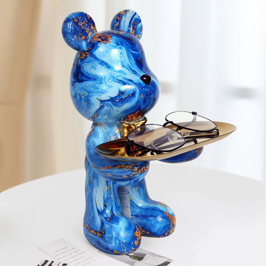 Milsccat Bunte Bär Skulptur aus Harz im Nordic Design als moderne Kunstfigur für deine Tischdekoration - Bild 1