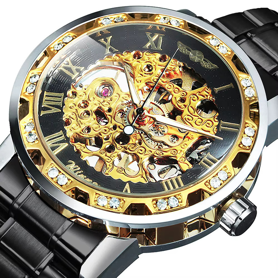 WINNER Armbanduhr, Skeleton, Mechanisch, Edelstahl, Gold, Unisex - Bild 5