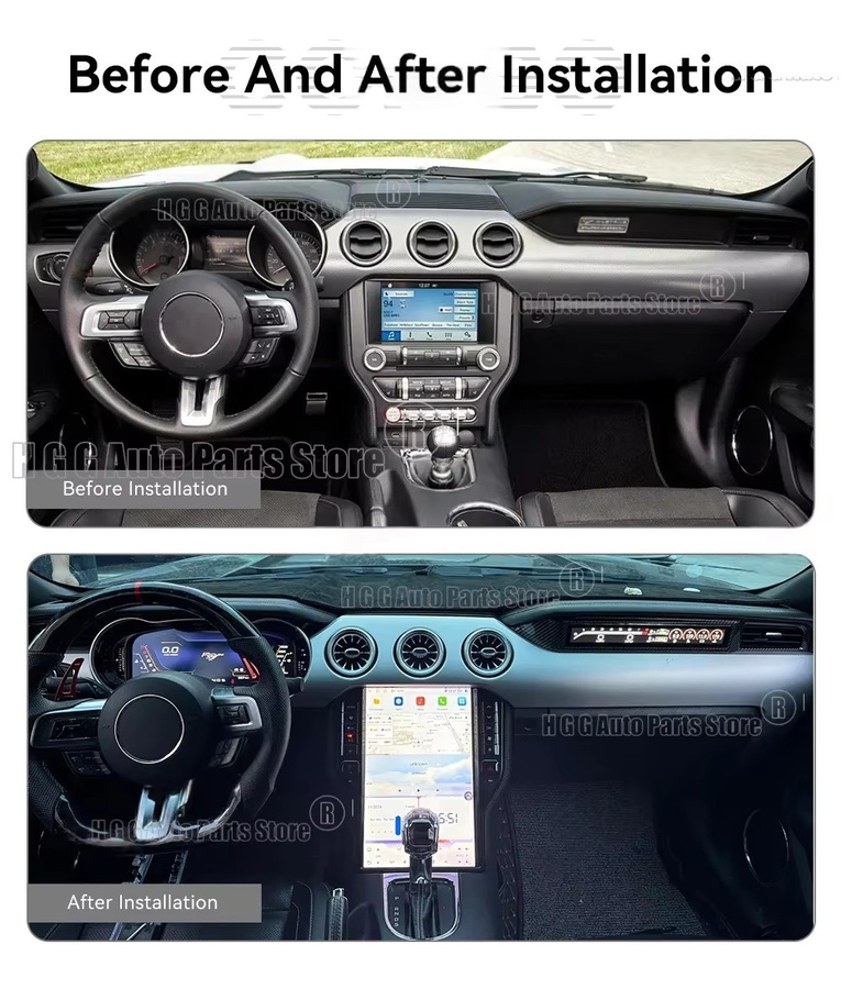YANFU Carplay Android 13 Multimedia-Player für Ford Mustang 2015-2023 mit Tesla-Bildschirm, GPS und digitalem Tacho, Schwarz, 14,5 Zoll - Bild 3