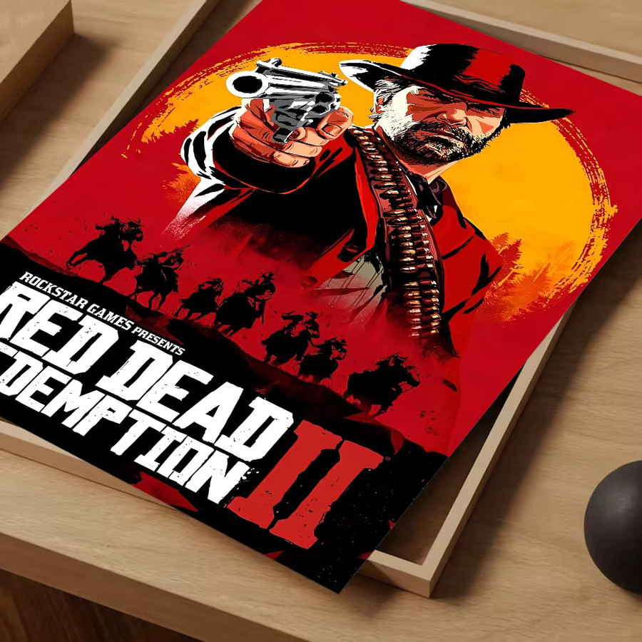 Red Dead Redemption 2 Wandaufkleber und Poster aus wasserfestem Papier in Rot - Bild 2