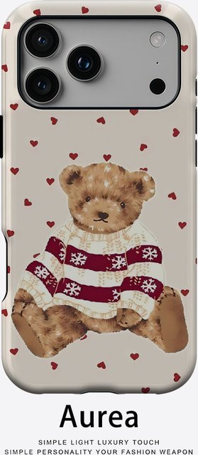 Potdemiel Handyhülle mit Teddybär und Herzen für iPhone 17 16 15 14 13 Pro Max Plus, robuste doppelschichtige magnetische Hülle, multicolour - Bild 1