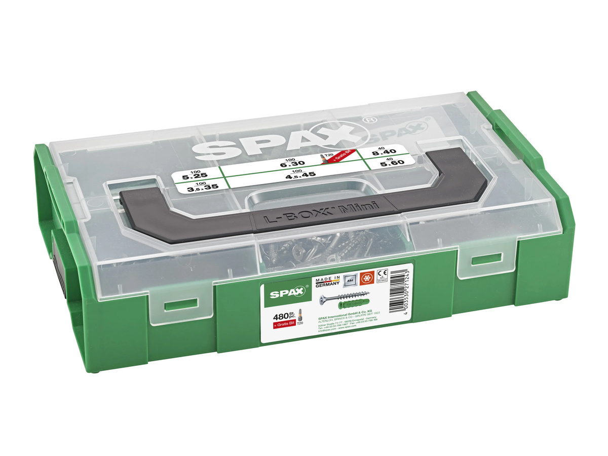 Spax Dübel-Schrauben-Set L-BOXX Mini, 481-teilig, grün, aus Nylon und Stahl - Bild 2