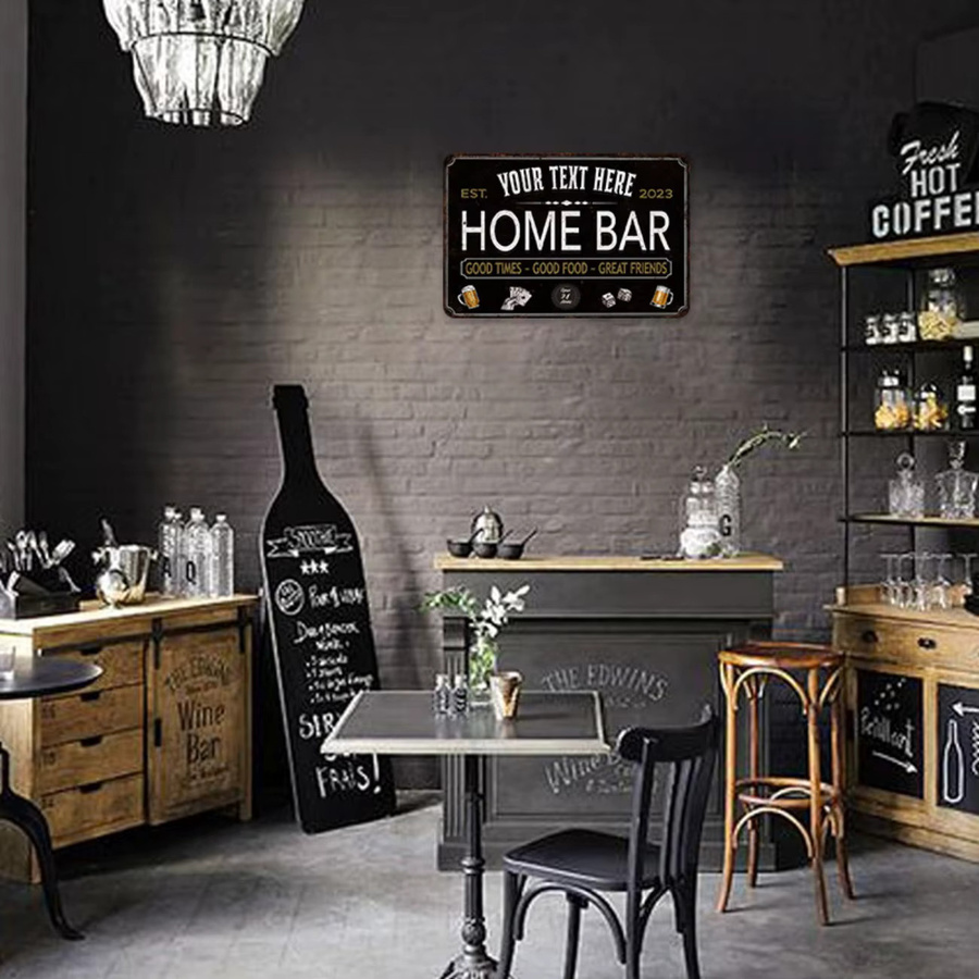 Personalisiertes Namensschild aus Metall von CIFBUY für Bar und Zuhause, modernes Wanddekor in Schwarz oder Weiß, rechteckig - Bild 3