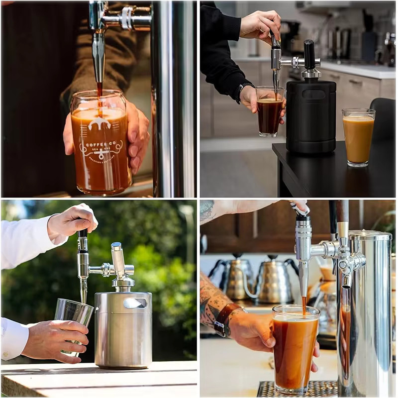 ELECQUEEN Nitro Cold Brew Coffee Barrel mit Zapfhahn, Mini-Growler-Set in Silber, 2 l oder 3,6 l - Bild 3
