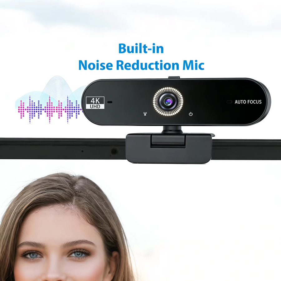 JETO 4K UHD Webcam mit 8MP Autofokus, Duale KI-Geräuschunterdrückende Mikrofone und USB-C-Adapter in Schwarz für PC und Laptop - Bild 4