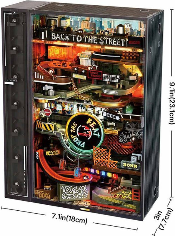 ROBOTIME ROKR Hip-Hop Street Murmelbahn Mechanisches 3D-Puzzle Cyberpunk aus Holz - Bild 1