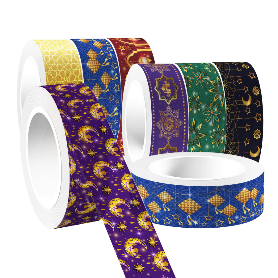 12 Stück Washi Tape Set mit orientalischem Ramadan und Eid Mubarak Design in Multicolour für Scrapbooking und Fensterdekoration - Bild 4
